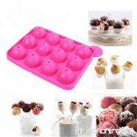 VWH 12 Cavity Silicone Pink Lolly Pop Mold Cake Pop Stick Mold Tray Party Cupcake Baking Mold - B06XGG69QC